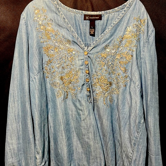 Denim with sequin top L - Picture 2 of 4